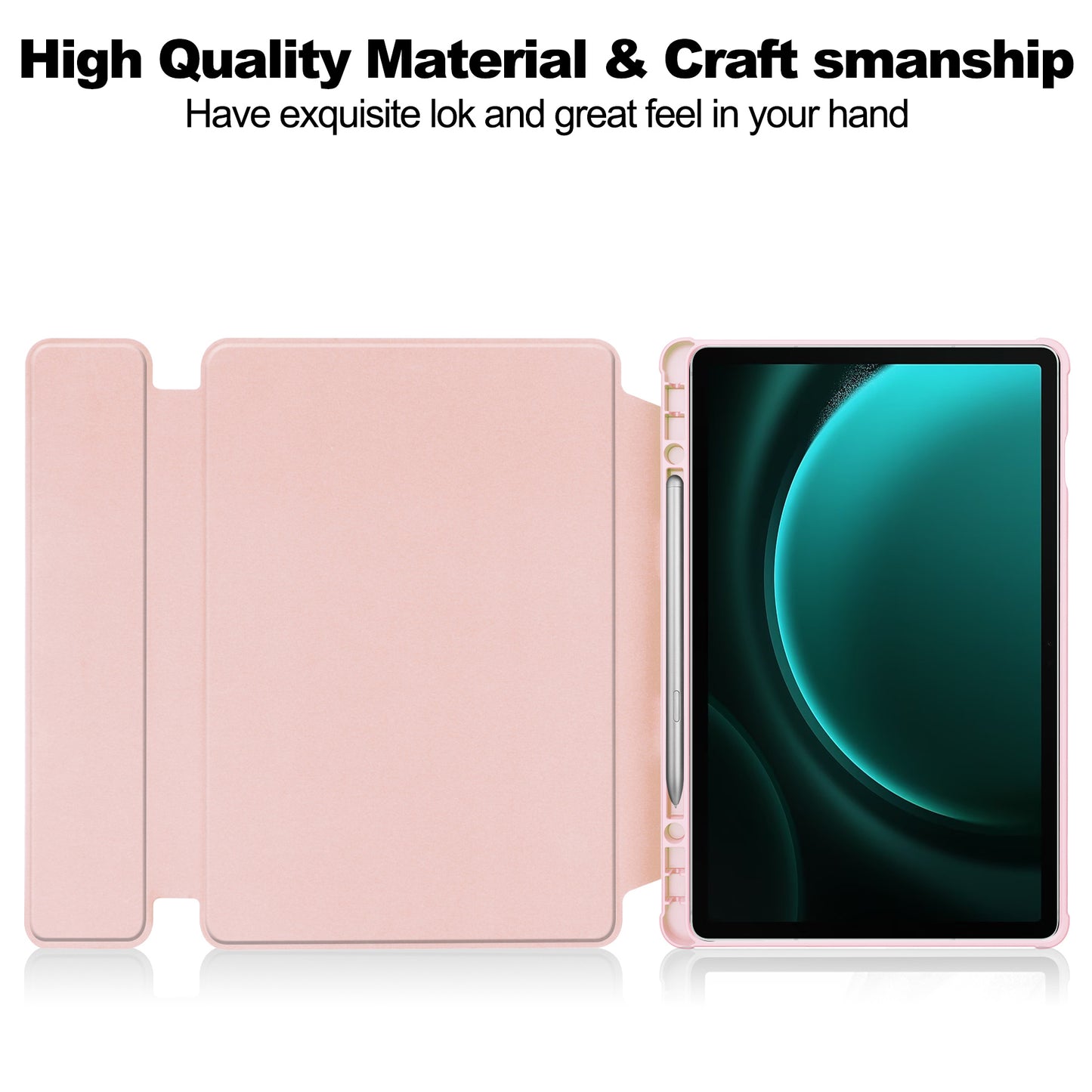 For Samsung Galaxy Tab S9 FE+ Case Rotating Stand Tablet Cover (without Keyboard) - Pink