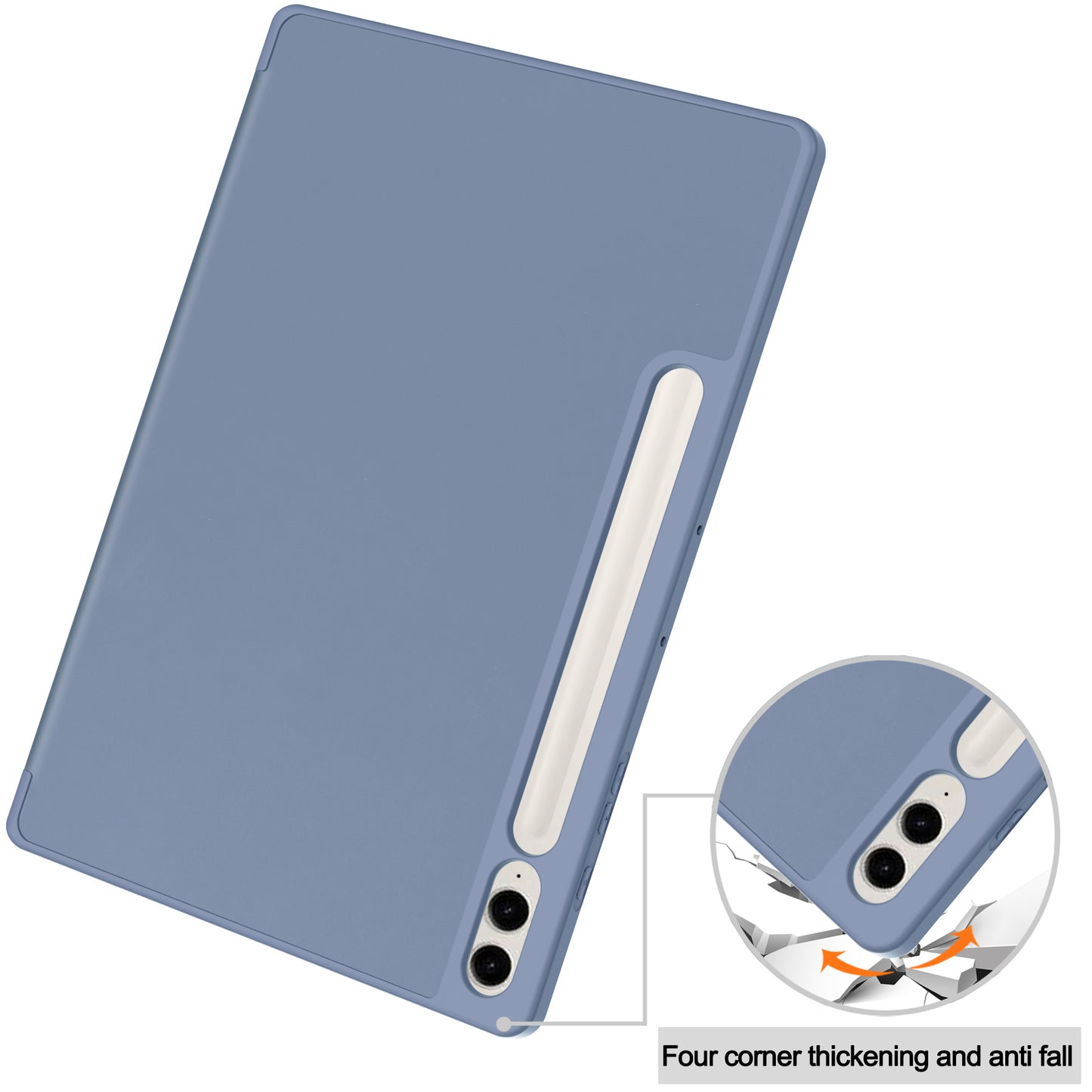 For Samsung Galaxy Tab S9 FE+ Case Tri-fold Stand Pen Slot Tablet Leather Cover - Purple