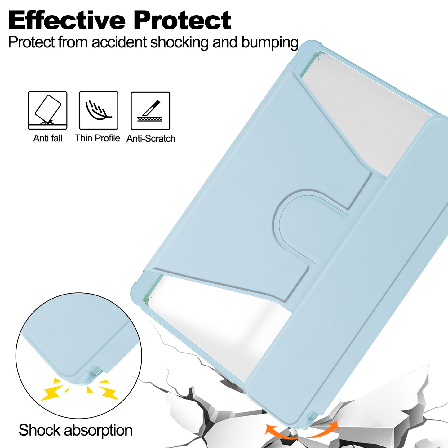 For Samsung Galaxy Tab S9 FE+ Case with Bluetooth Keyboard Rotary Stand Tablet Cover - Sky Blue