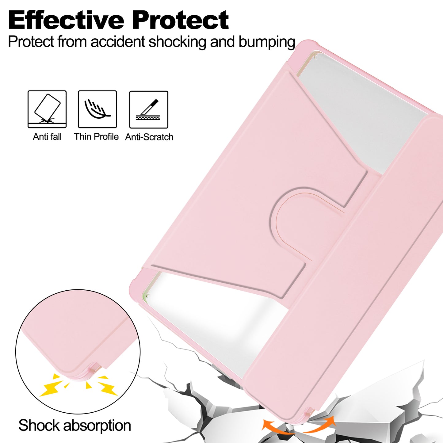 For Samsung Galaxy Tab S9 FE+ Case with Bluetooth Keyboard Rotary Stand Tablet Cover - Pink
