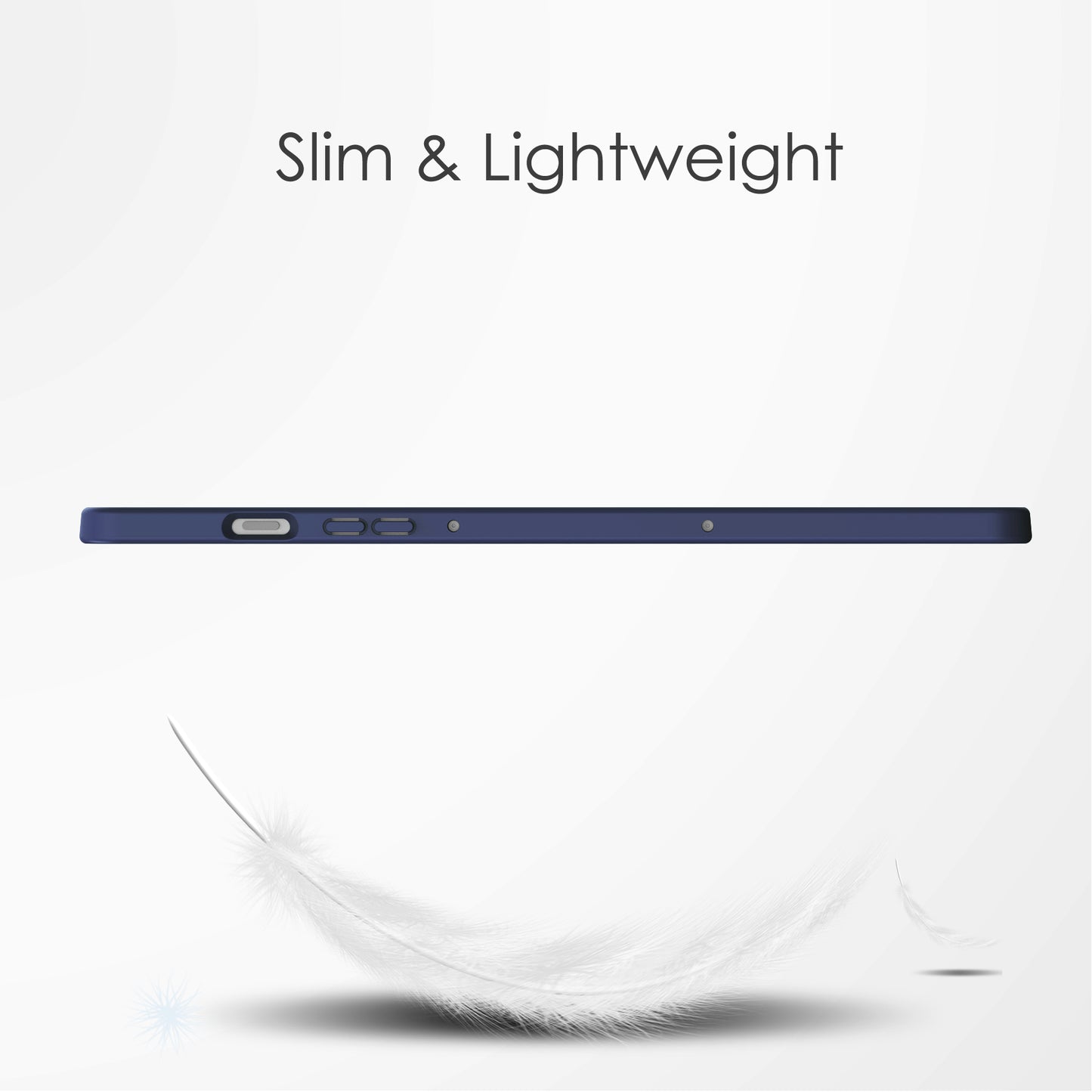 For Samsung Galaxy Tab S9 FE+ Clear Case Pen Slot Tablet Tri-fold Stand Cover - Dark Blue