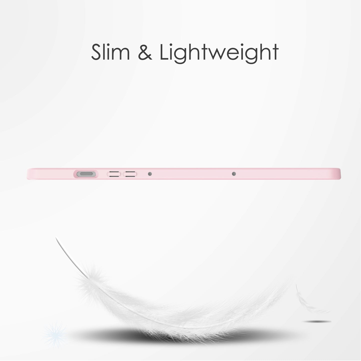 For Samsung Galaxy Tab S9 FE+ Clear Case Pen Slot Tablet Tri-fold Stand Cover - Pink