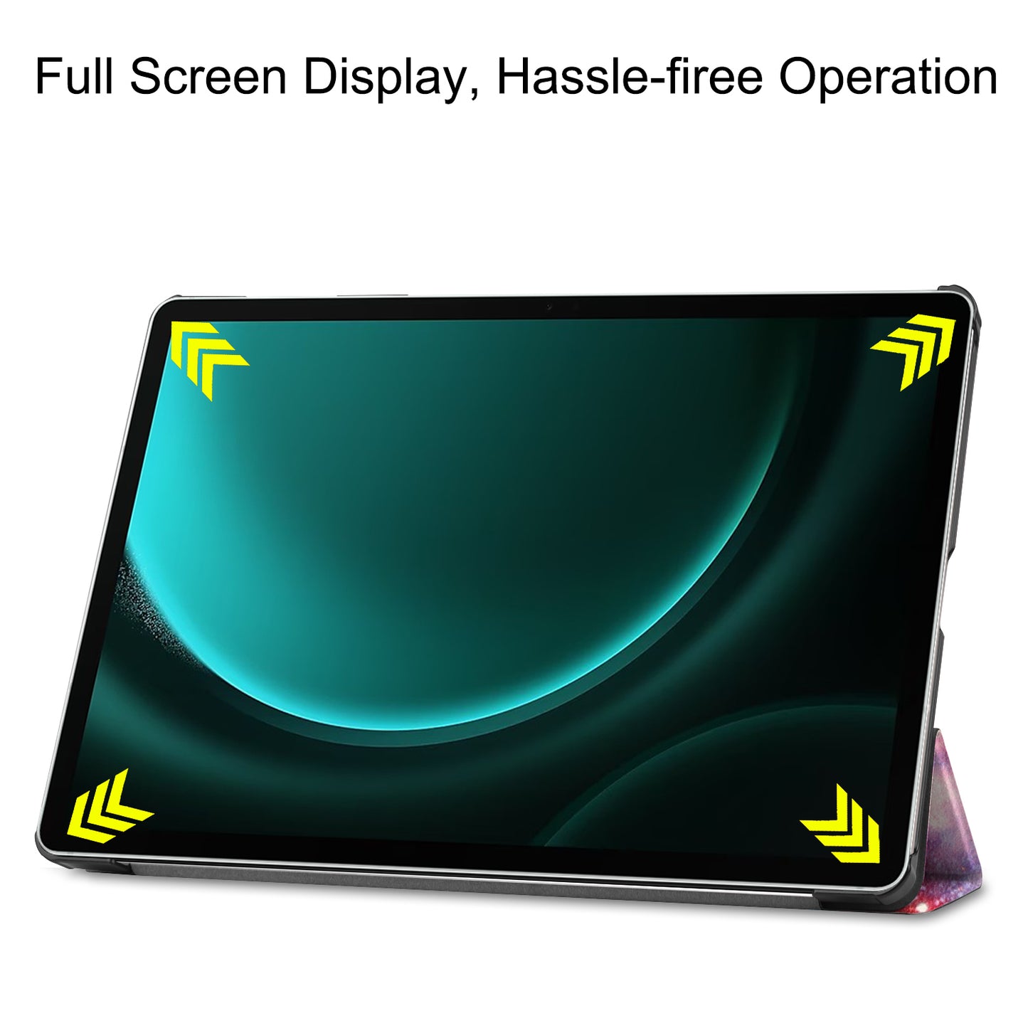 For Samsung Galaxy Tab S9 FE+ Case Tri-fold Stand PU Leather Tablet Cover - Galaxy