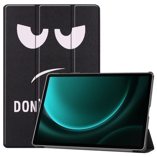 For Samsung Galaxy Tab S9 FE+ Case Tri-fold Stand PU Leather Tablet Cover - Don&#39;t Touch Me