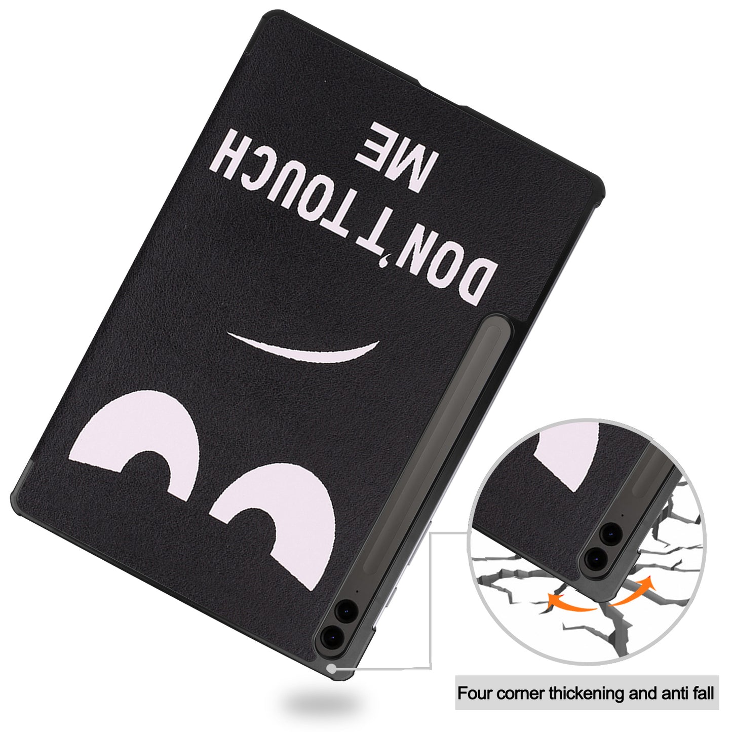 For Samsung Galaxy Tab S9 FE+ Case Tri-fold Stand PU Leather Tablet Cover - Don&#39;t Touch Me