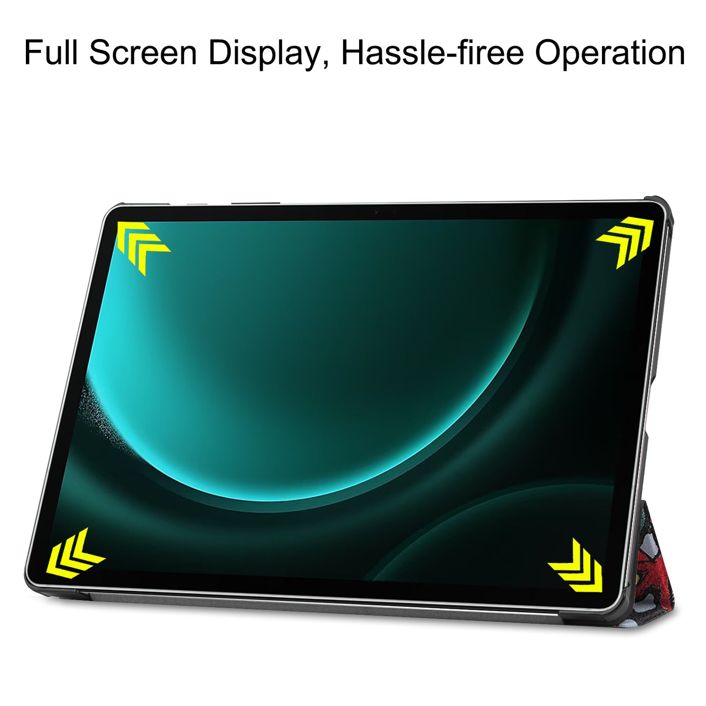 For Samsung Galaxy Tab S9 FE+ Case Tri-fold Stand PU Leather Tablet Cover - Graffiti