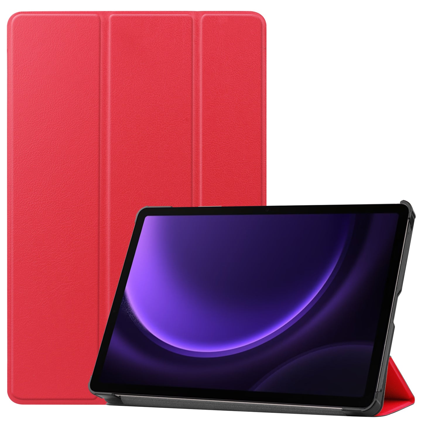For Samsung Galaxy Tab S9 FE Case Tri-fold Stand PU Leather Tablet Cover - Red