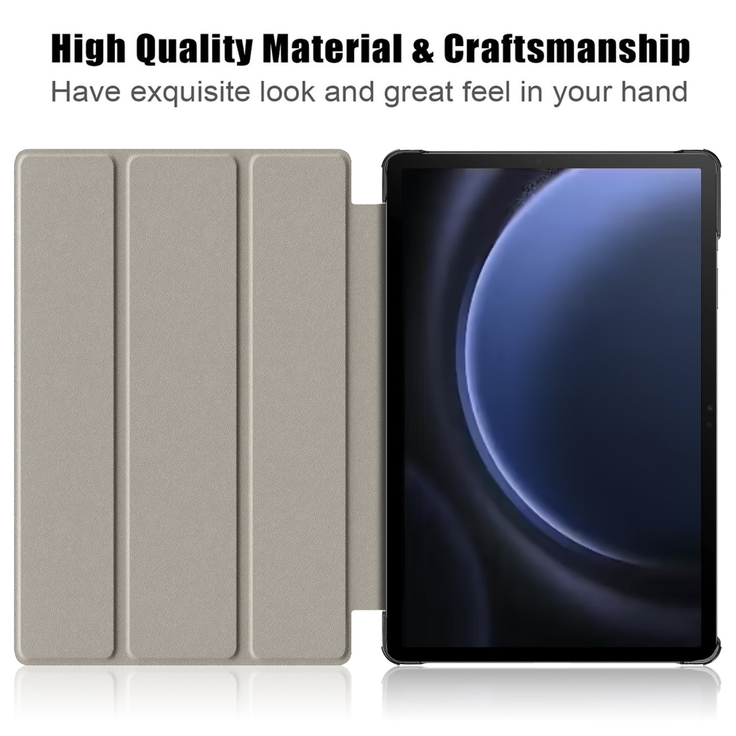 For Samsung Galaxy Tab S9 FE sm-x510 sm-x516 Leather Case Trifold Stand Tablet Cover - Dark Blue