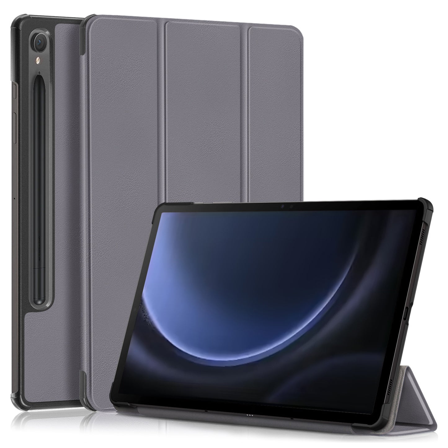 For Samsung Galaxy Tab S9 FE sm-x510 sm-x516 Leather Case Trifold Stand Tablet Cover - Grey