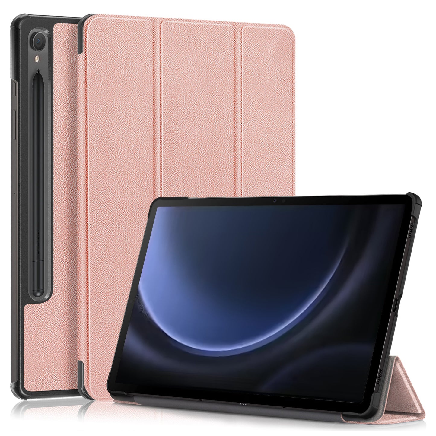 For Samsung Galaxy Tab S9 FE sm-x510 sm-x516 Leather Case Trifold Stand Tablet Cover - Rose Gold