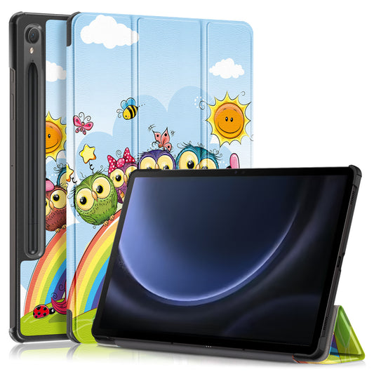 For Samsung Galaxy Tab S9 FE sm-x510 sm-x516 Case Tri-fold Stand Pattern Printing Tablet Cover - Horse