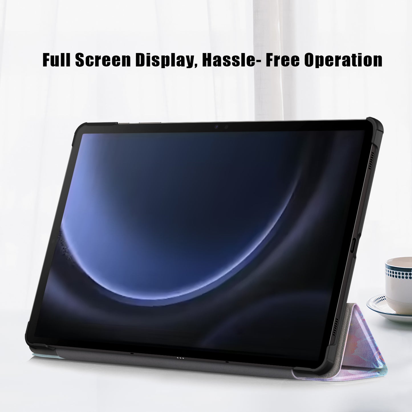 For Samsung Galaxy Tab S9 FE sm-x510 sm-x516 Case Tri-fold Stand Pattern Printing Tablet Cover - Fantasy Deer
