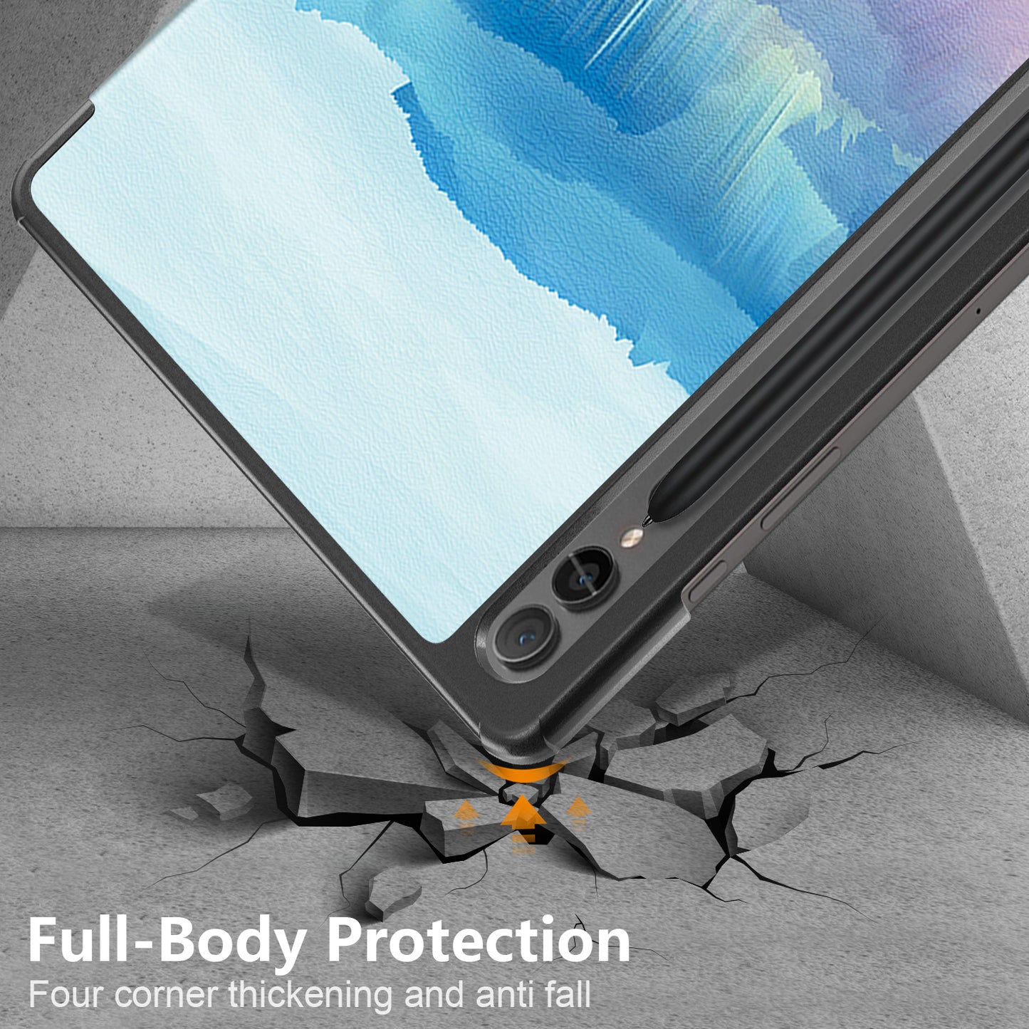 For Samsung Galaxy Tab S9 FE+ SM-x610 / SM-616 Case Tri-fold Stand Leather Tablet Cover - Fantasy Deer