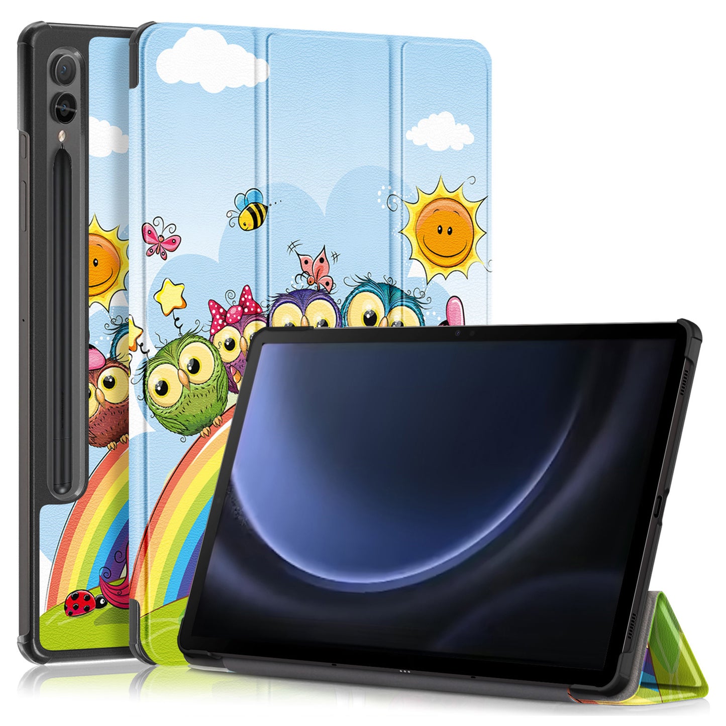 For Samsung Galaxy Tab S9 FE+ SM-x610 / SM-616 Case Tri-fold Stand Leather Tablet Cover - Horse