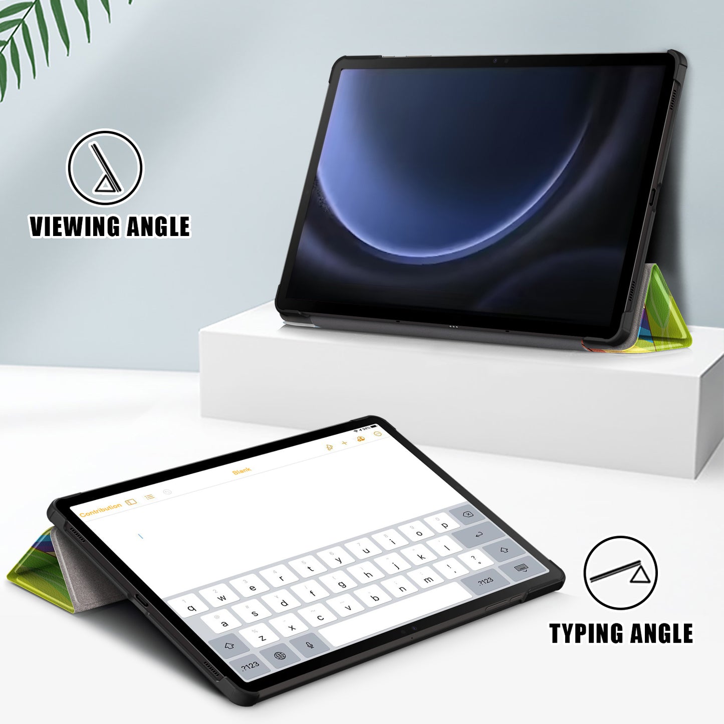 For Samsung Galaxy Tab S9 FE+ SM-x610 / SM-616 Case Tri-fold Stand Leather Tablet Cover - Horse