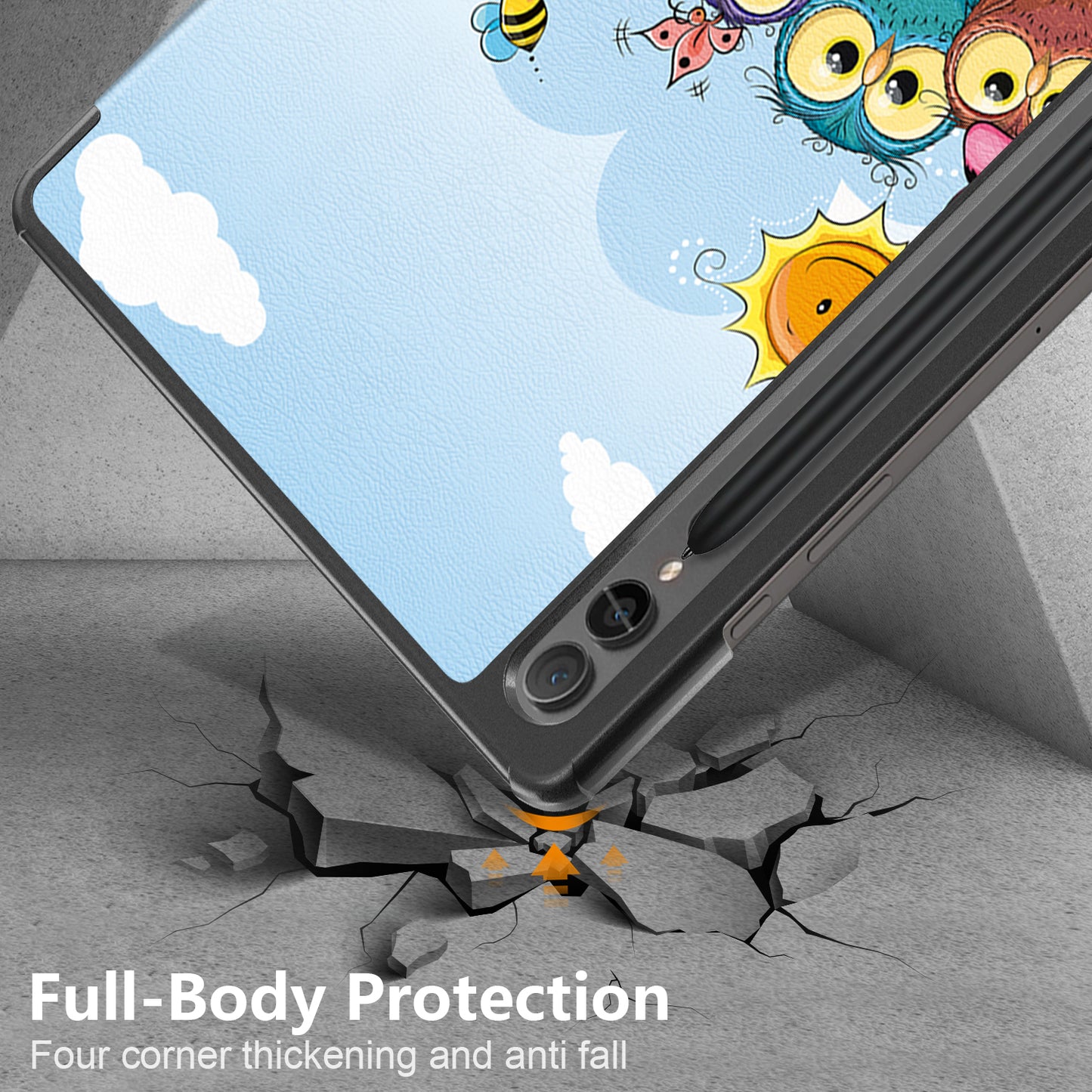 For Samsung Galaxy Tab S9 FE+ SM-x610 / SM-616 Case Tri-fold Stand Leather Tablet Cover - Horse