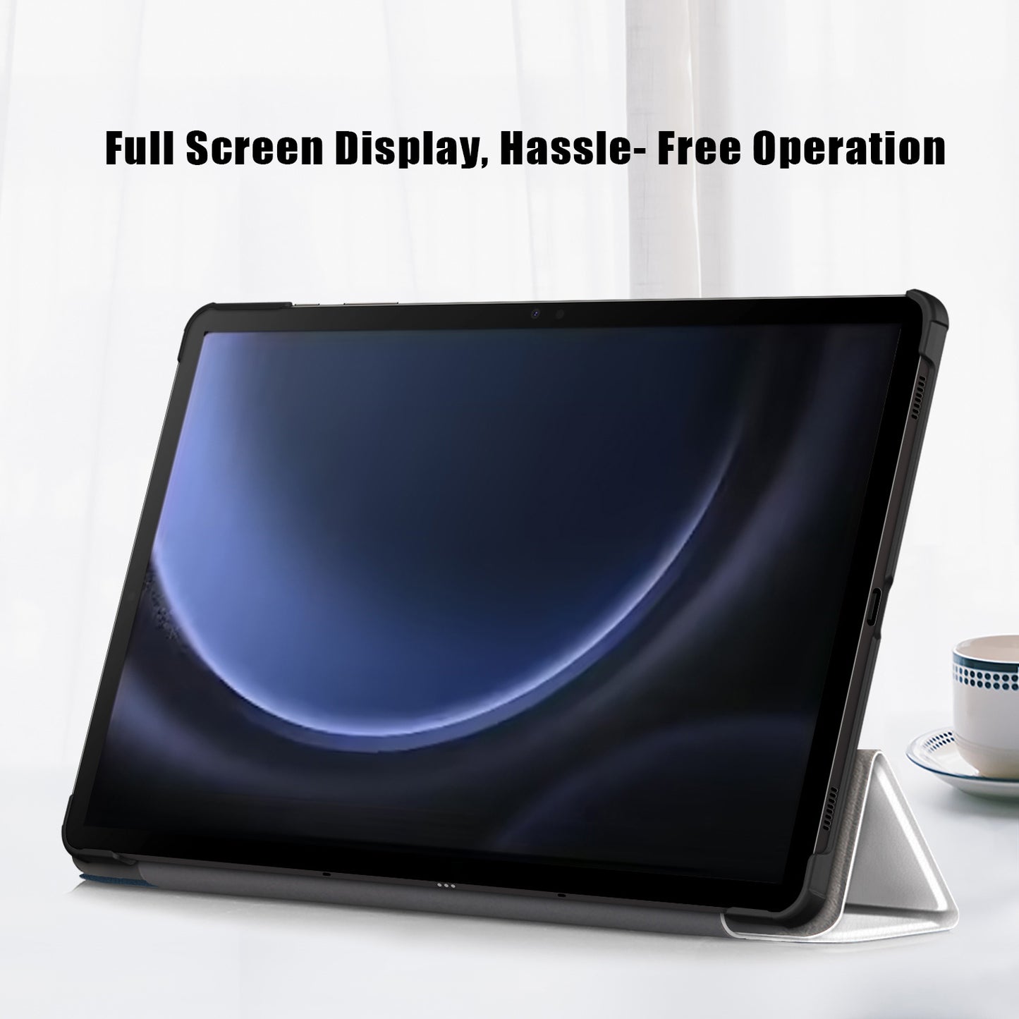 For Samsung Galaxy Tab S9 FE+ SM-x610 / SM-616 Case Tri-fold Stand Leather Tablet Cover - Cat