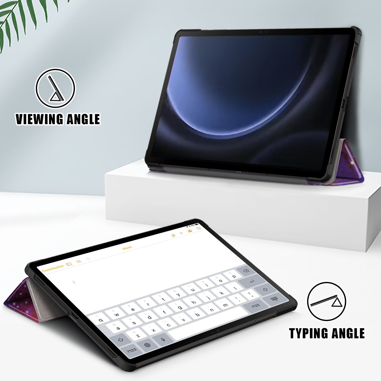 For Samsung Galaxy Tab S9 FE+ SM-x610 / SM-616 Case Tri-fold Stand Leather Tablet Cover - Galaxy