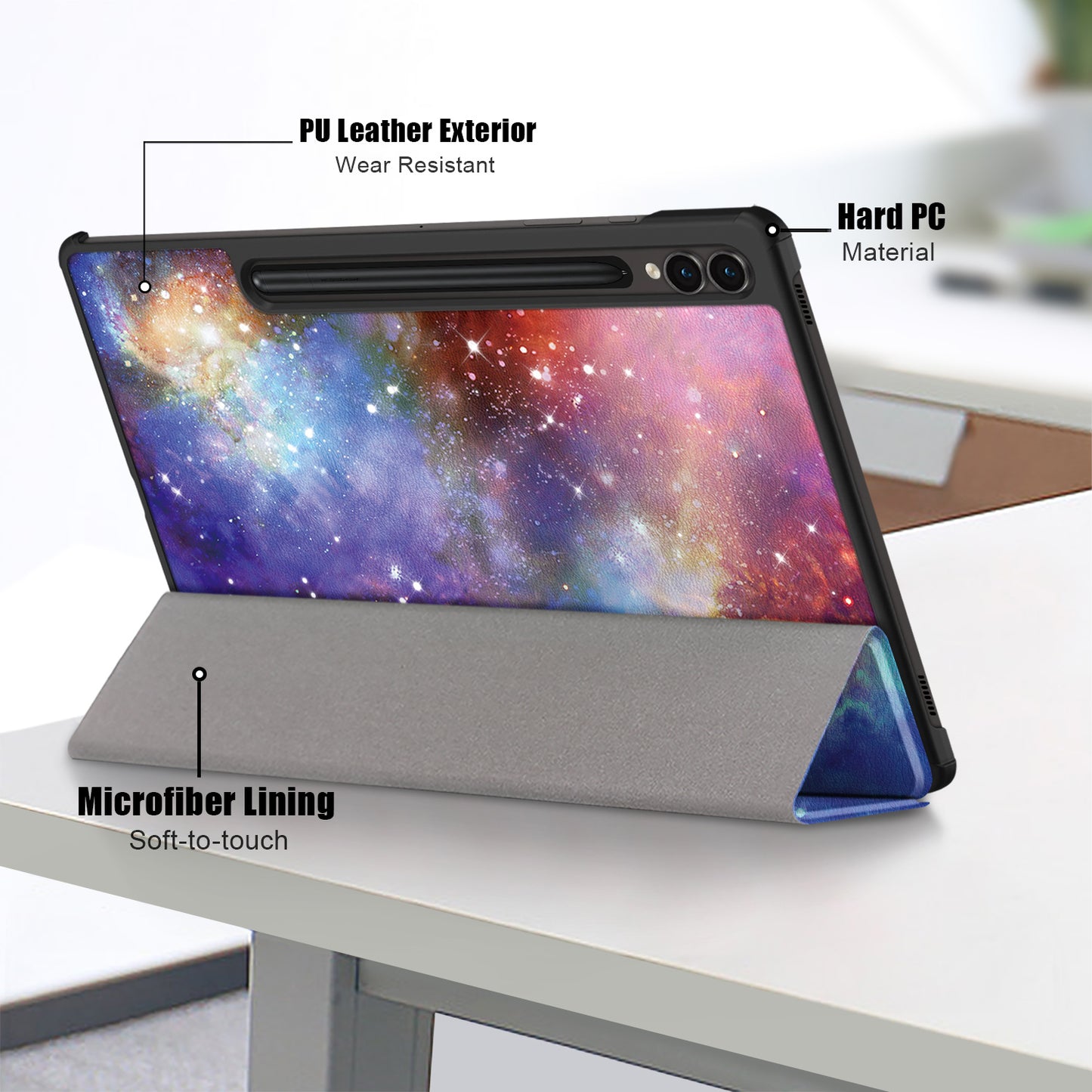 For Samsung Galaxy Tab S9 FE+ SM-x610 / SM-616 Case Tri-fold Stand Leather Tablet Cover - Galaxy