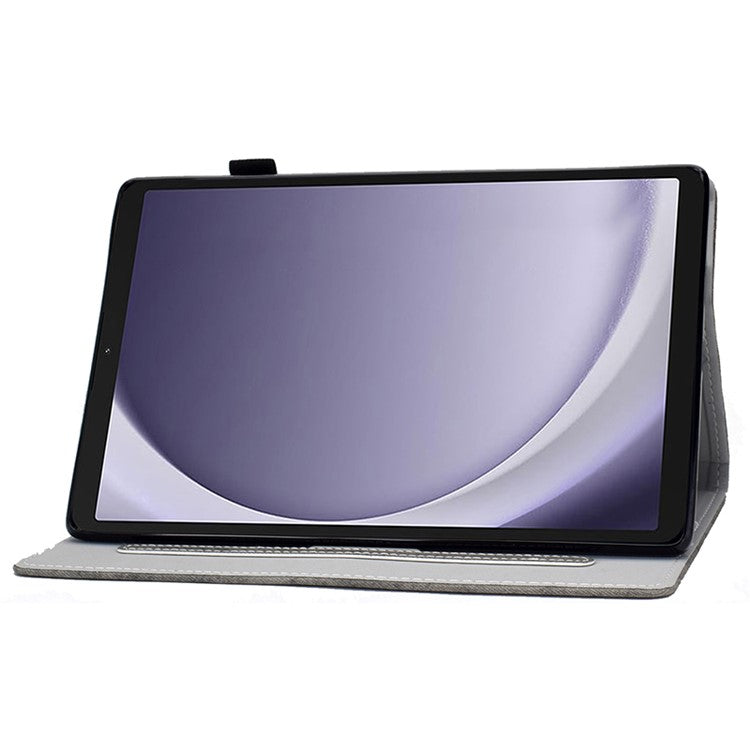 For Samsung Galaxy Tab A9 Leather Case Cloth Texture Card Holder Tablet Cover - Grey