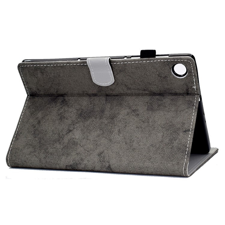 For Samsung Galaxy Tab A9 Leather Case Cloth Texture Card Holder Tablet Cover - Grey