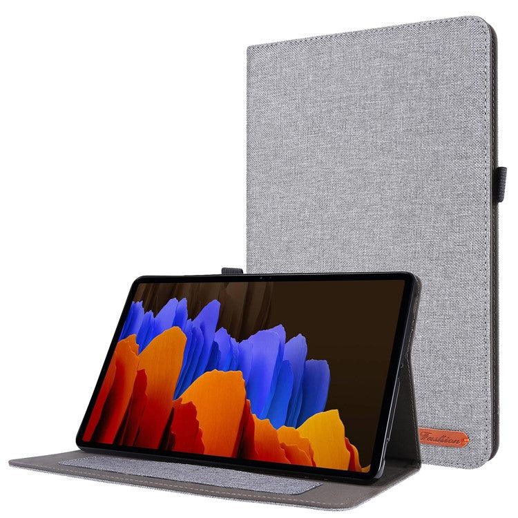 For Samsung Galaxy Tab S9 Ultra Case Cloth Texture Card Holder Tablet Stand Cover - Grey