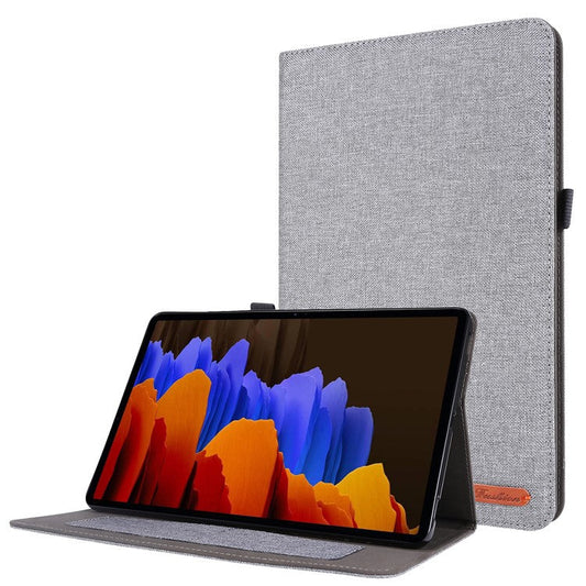 For Samsung Galaxy Tab S9 Ultra Case Cloth Texture Card Holder Tablet Stand Cover - Grey