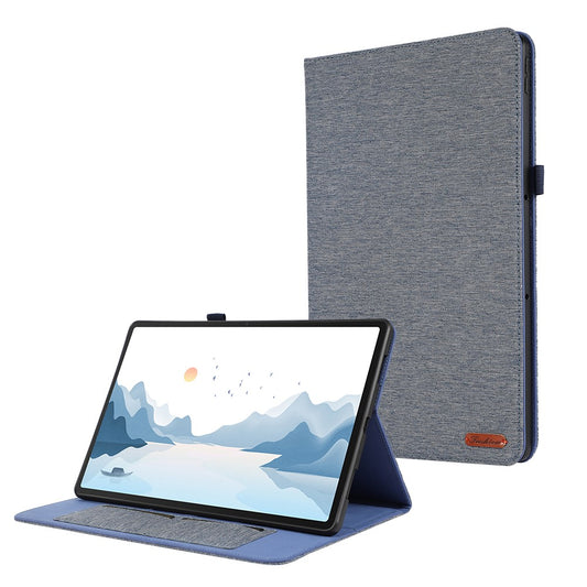 For Lenovo Tab P12 Case Cloth Texture Leather Tablet Cover with Card Holder - Blue
