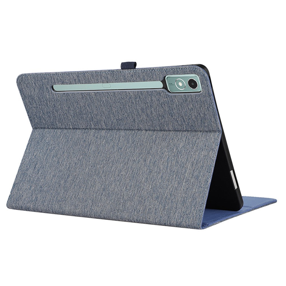 For Lenovo Tab P12 Case Cloth Texture Leather Tablet Cover with Card Holder - Blue