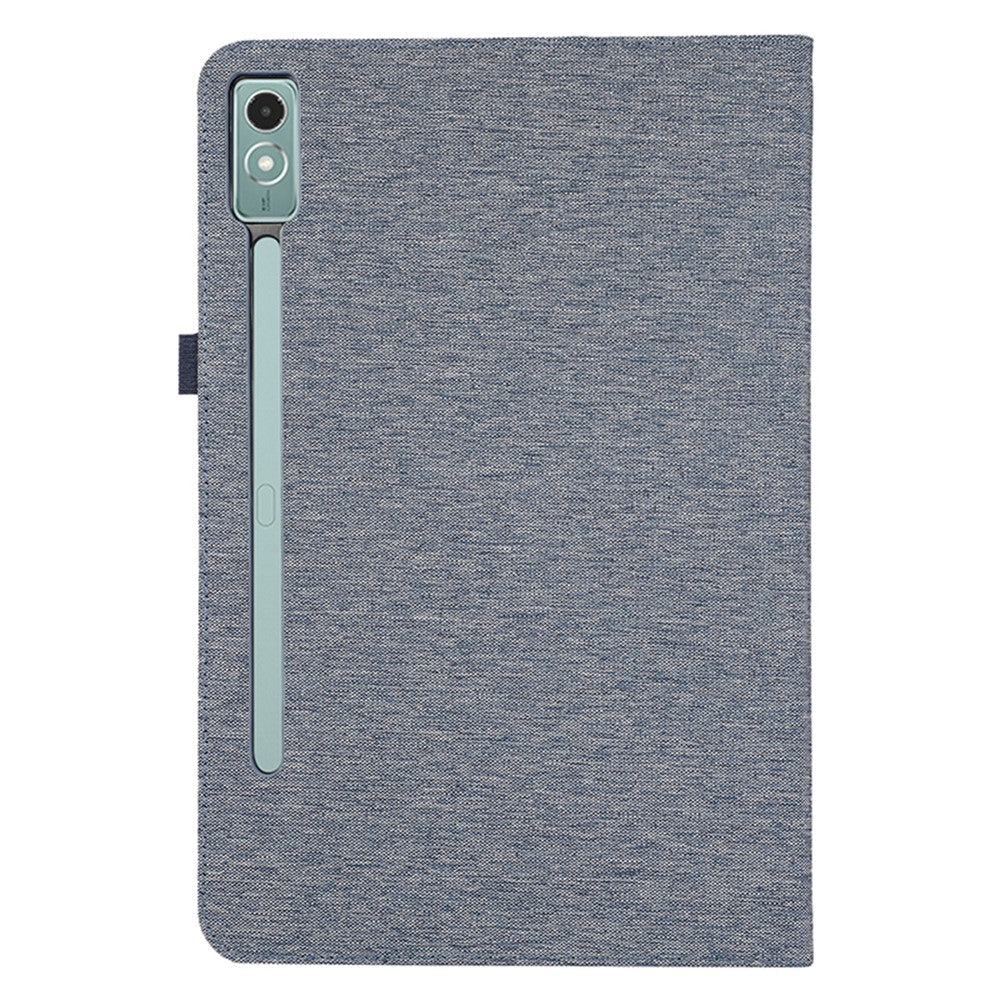 For Lenovo Tab P12 Case Cloth Texture Leather Tablet Cover with Card Holder - Blue