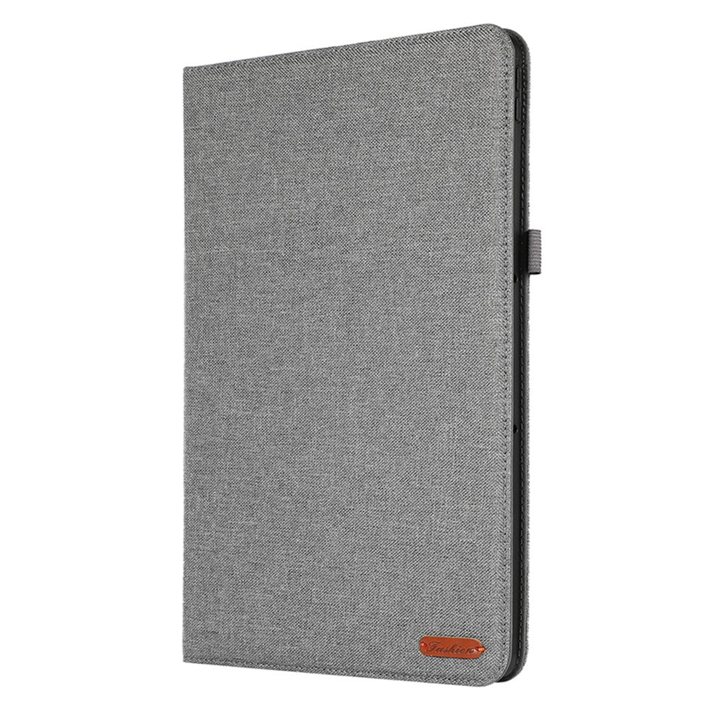 For Lenovo Tab P12 Case Cloth Texture Leather Tablet Cover with Card Holder - Grey