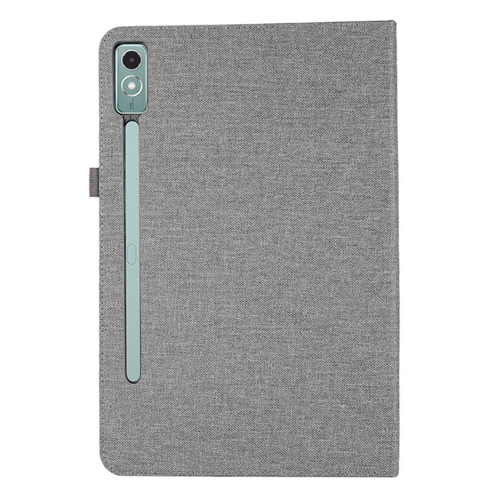 For Lenovo Tab P12 Case Cloth Texture Leather Tablet Cover with Card Holder - Grey