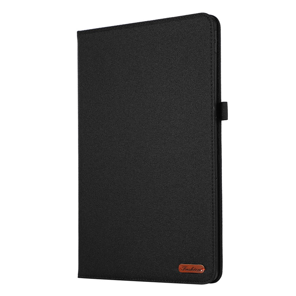 For Lenovo Tab P12 Case Cloth Texture Leather Tablet Cover with Card Holder - Black