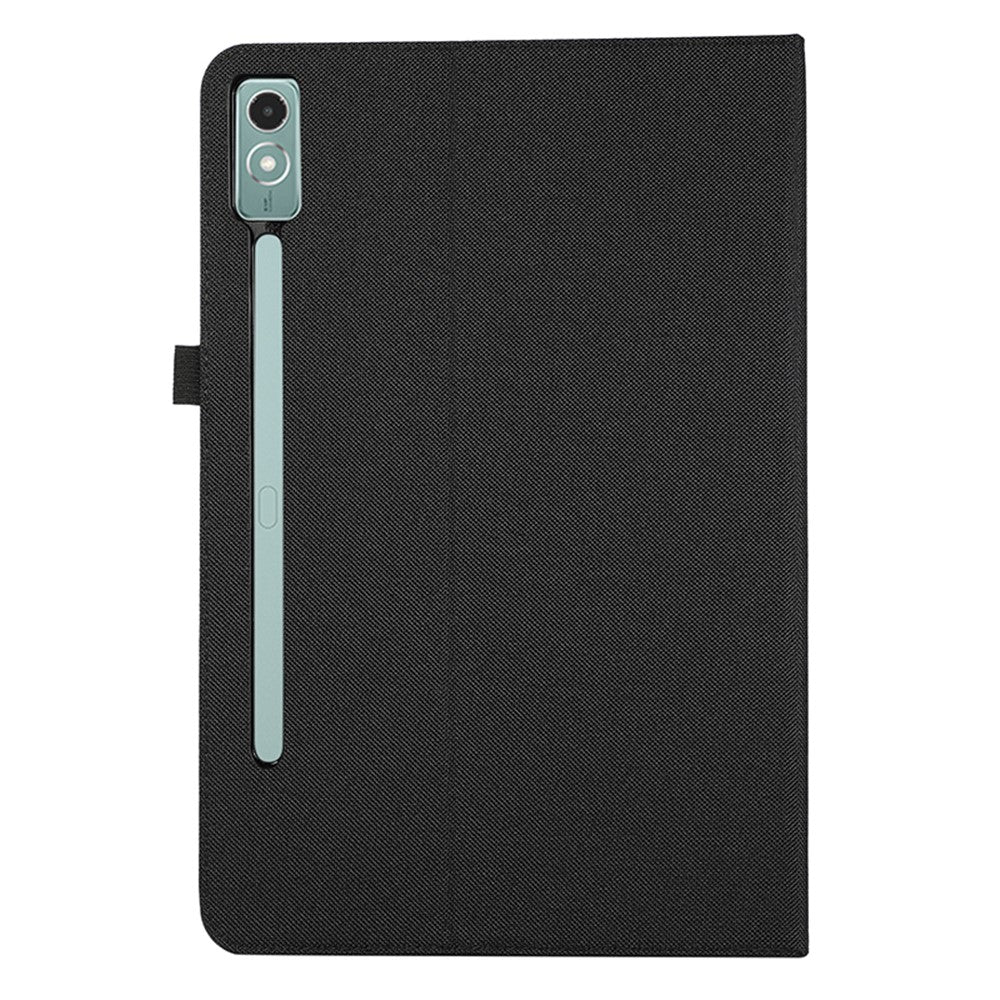 For Lenovo Tab P12 Case Cloth Texture Leather Tablet Cover with Card Holder - Black