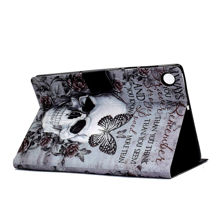 For Samsung Galaxy Tab A9 Case Card Slots Stand Tablet Leather Cover - Skull