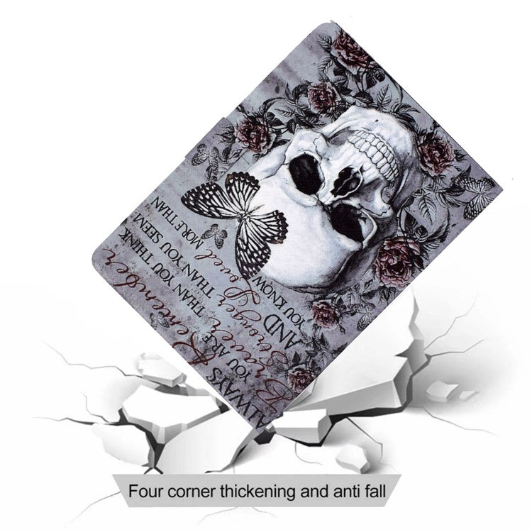 For Samsung Galaxy Tab A9 Case Card Slots Stand Tablet Leather Cover - Skull
