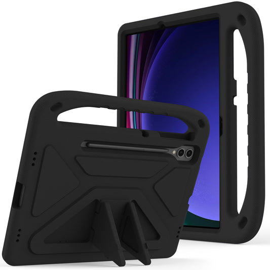 For Samsung Galaxy Tab S9 FE+ Case Hand Grip EVA Tablet Kickstand Cover - Black
