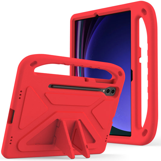 For Samsung Galaxy Tab S9 FE+ Case Hand Grip EVA Tablet Kickstand Cover - Red