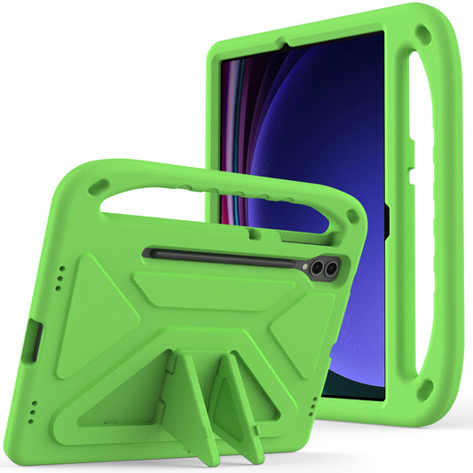 For Samsung Galaxy Tab S9 FE+ Case Hand Grip EVA Tablet Kickstand Cover - Green
