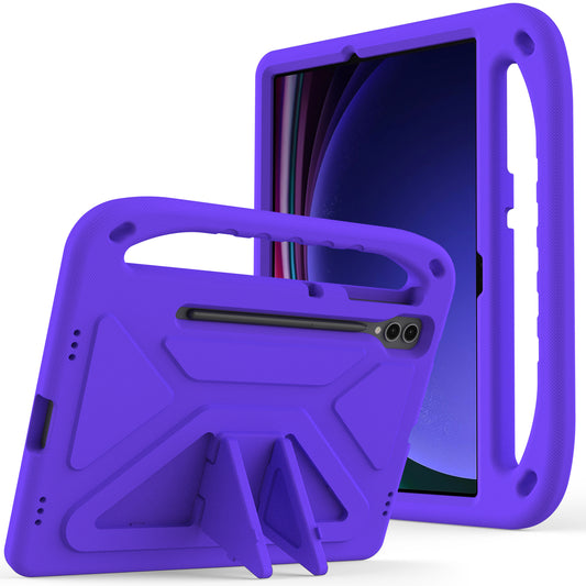For Samsung Galaxy Tab S9 FE+ Case Hand Grip EVA Tablet Kickstand Cover - Purple