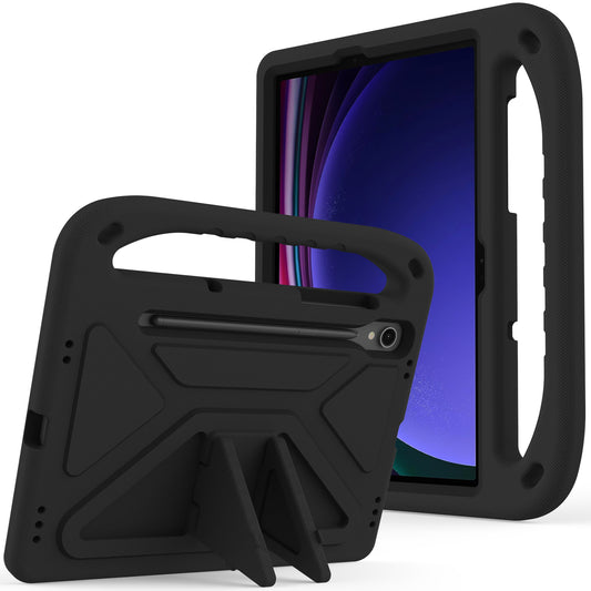 For Samsung Galaxy Tab S9 FE Case Kickstand EVA Tablet Cover with Hand Grip - Black