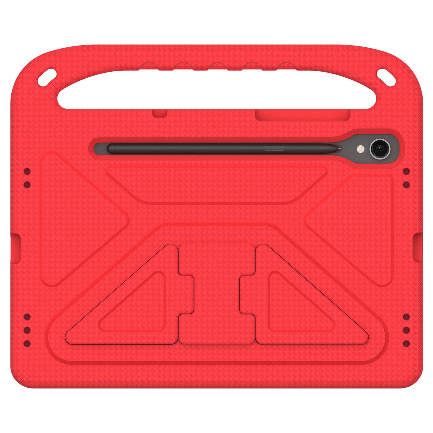 For Samsung Galaxy Tab S9 FE Case Kickstand EVA Tablet Cover with Hand Grip - Red