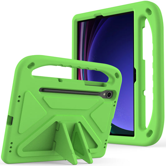 For Samsung Galaxy Tab S9 FE Case Kickstand EVA Tablet Cover with Hand Grip - Green