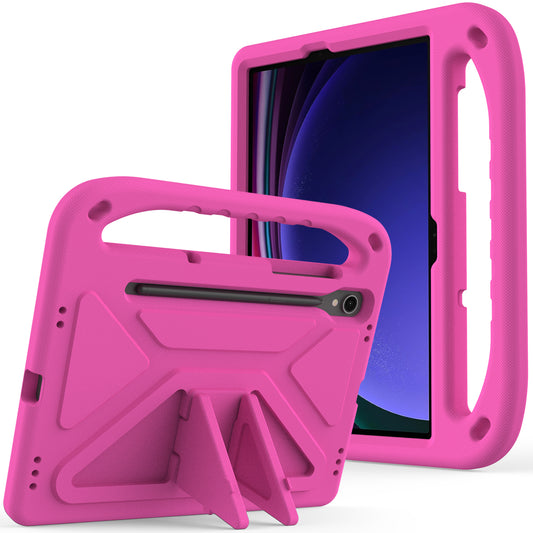 For Samsung Galaxy Tab S9 FE Case Kickstand EVA Tablet Cover with Hand Grip - Rose