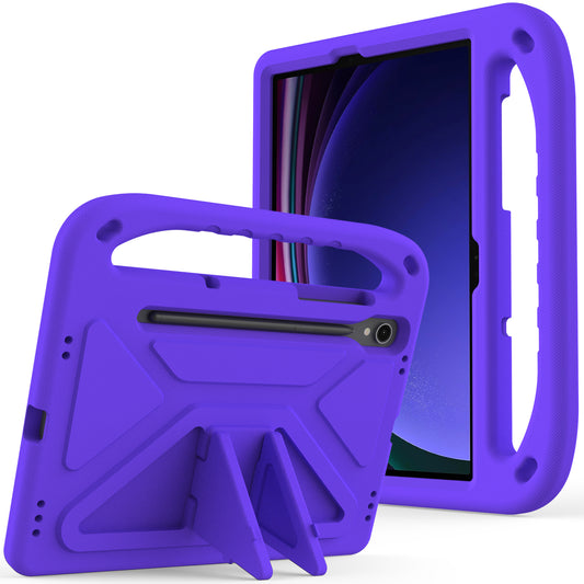 For Samsung Galaxy Tab S9 FE Case Kickstand EVA Tablet Cover with Hand Grip - Purple
