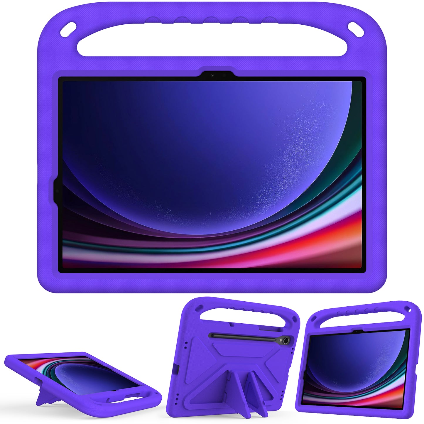 For Samsung Galaxy Tab S9 FE Case Kickstand EVA Tablet Cover with Hand Grip - Purple