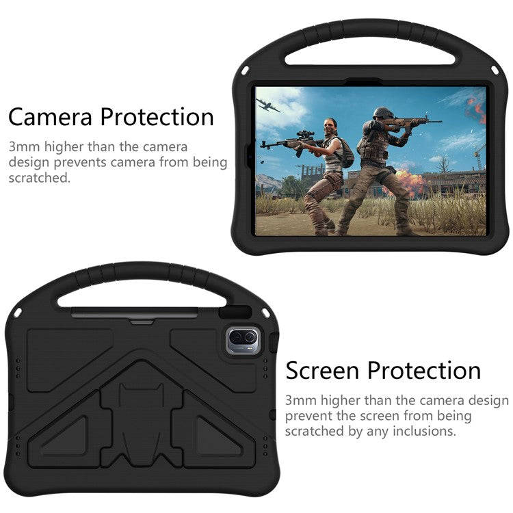 For Xiaomi Pad 6 / Pad 6 Pro / Huawei MatePad SE 11 Kids Tablet Case Handle Kickstand Rugged EVA Cover - Black