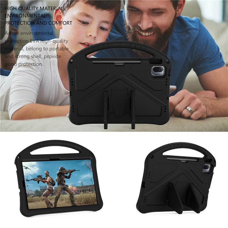 For Xiaomi Pad 6 / Pad 6 Pro / Huawei MatePad SE 11 Kids Tablet Case Handle Kickstand Rugged EVA Cover - Black