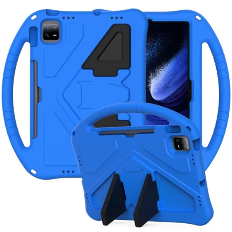 For Xiaomi Pad 6 / Pad 6 Pro / Huawei MatePad SE 11 Kids Tablet Case Handle Kickstand Rugged EVA Cover - Blue