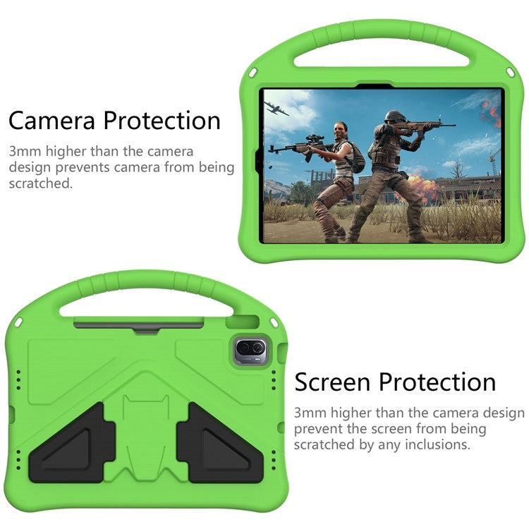 For Xiaomi Pad 6 / Pad 6 Pro / Huawei MatePad SE 11 Kids Tablet Case Handle Kickstand Rugged EVA Cover - Green